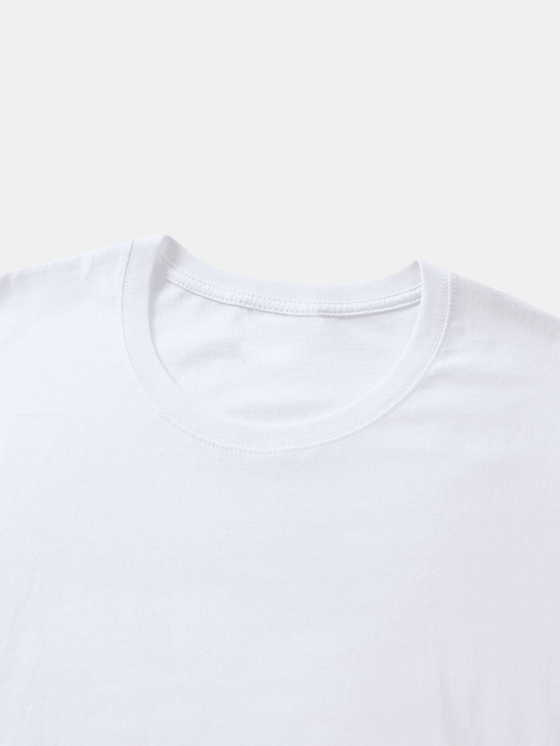 Rainbow & Letter Print round Neck Short Sleeve Cotton Loose T-Shirts - MRSLM