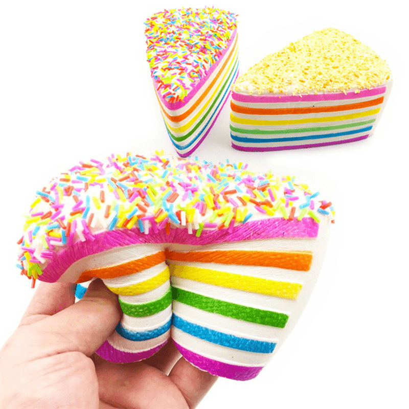 14X9X8Cm Squishy Rainbow Cake Simulation Super Slow Rising Fun Gift Toy Decoration - MRSLM