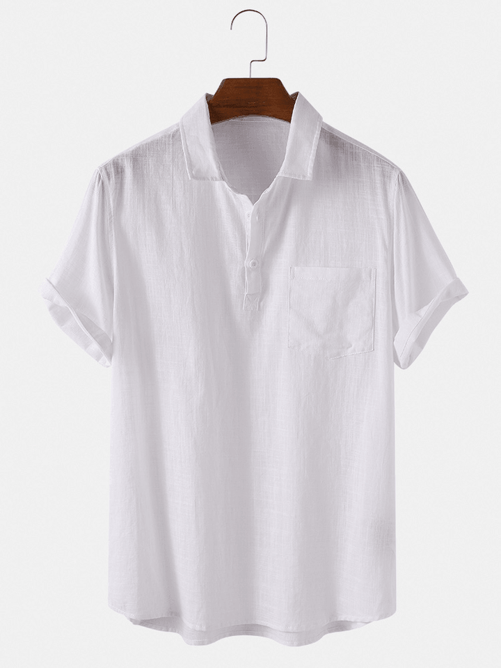 Mens 100% Cotton Turn down Collar Short Sleeve Golf Shirts - MRSLM