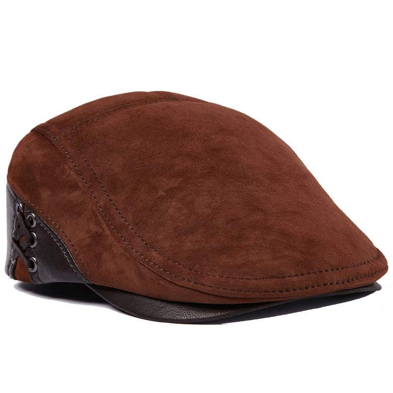 Men'S Cowhide Beret Leather Hat - MRSLM