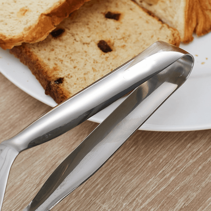 Multi-Function Food Grade Stainless Steel BBQ Tongs Barbecue Bread Beef Steak Turner with Clamp Clip - MRSLM