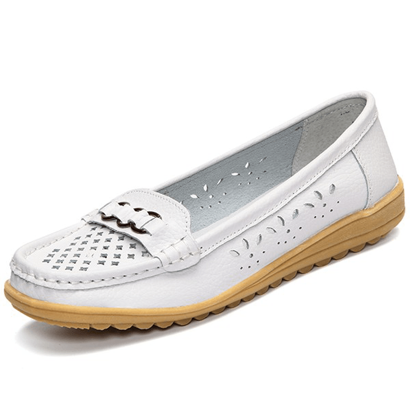 Hollow Out Flat Soft Comfortable Slip on Casual Shoes - MRSLM