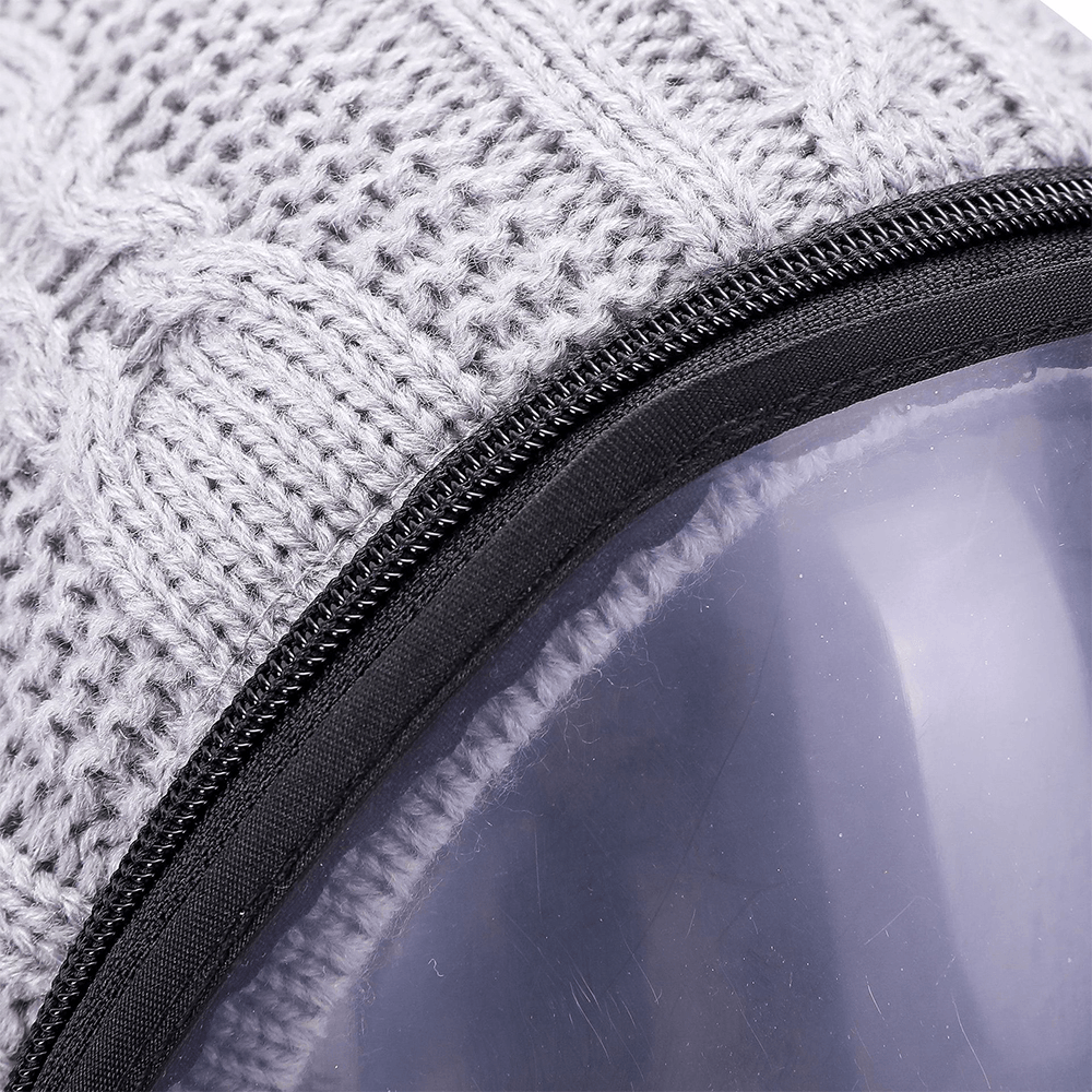 Unisex Detachable Keep Warm Dustproof Zipper Neck Protection Knitted Face Mask Scarf - MRSLM