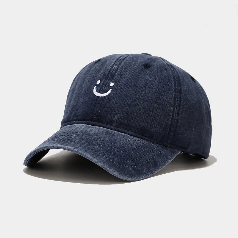 Emoji Smiley Washed Old Baseball Cap - MRSLM