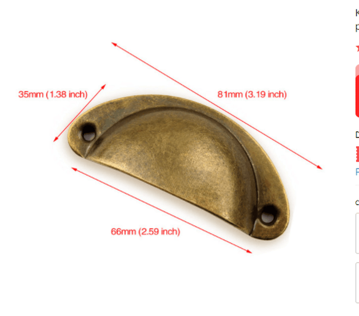 Shell Handle Medical Cabinet Drawer Handle Semi-Circular Simple Retro Chinese Handle Bronze Antique Small Handle - MRSLM
