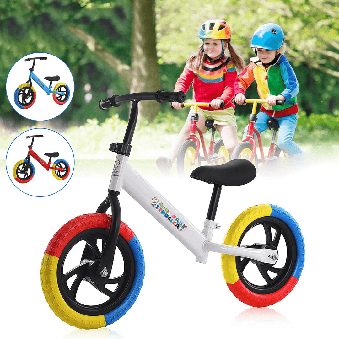12'' Kids Balance Bike Baby No-Pedal Adjustable Toddler Riding Walking Learning Scooter for 2-7 Years Old - MRSLM