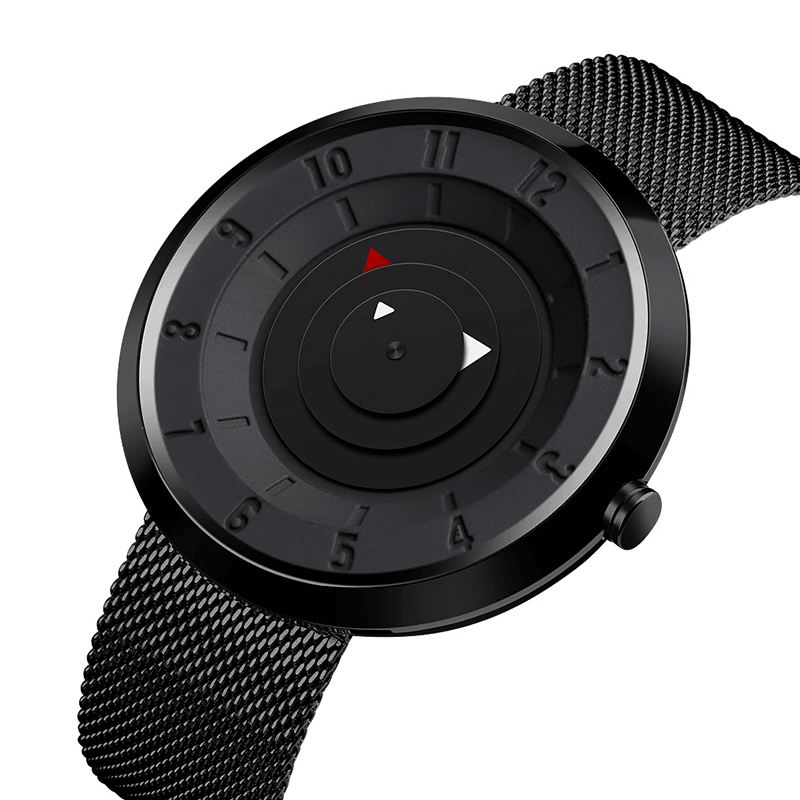 SKMEI 9174 Creative Small Triangle Display Fashion Black Steel Men Watch Quartz Watch - MRSLM