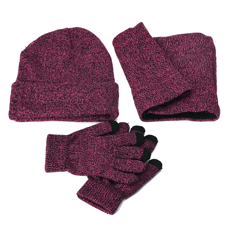 Men Women Winter Knit Hat Scarf Gloves Set - MRSLM