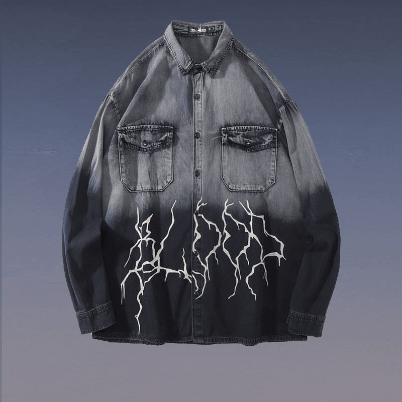 Lightning Gradient Loose Long Sleeve Shirt Jacket - MRSLM