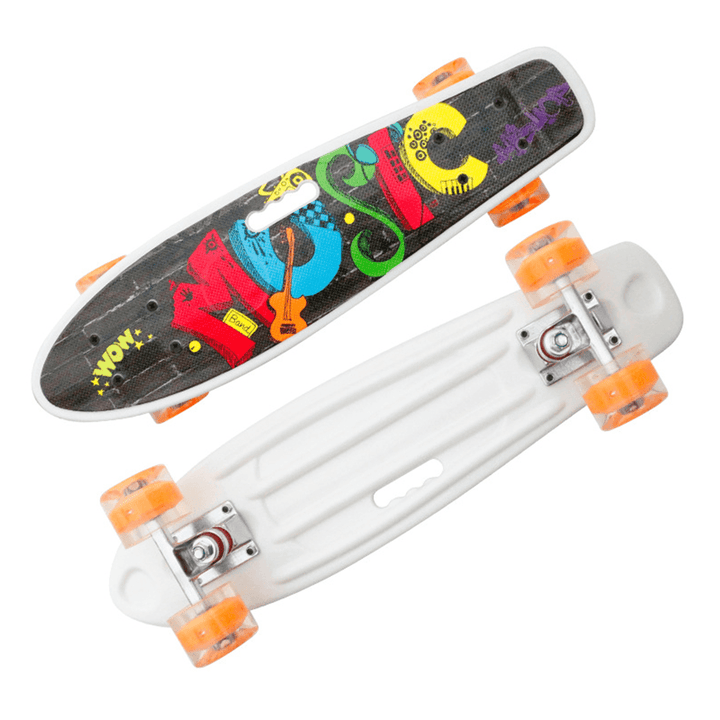 22Inch Unisex Portable Flashing Wheel Skateboards Beginner Long Board for Kids Men Women Easy to Control Skate Board - MRSLM