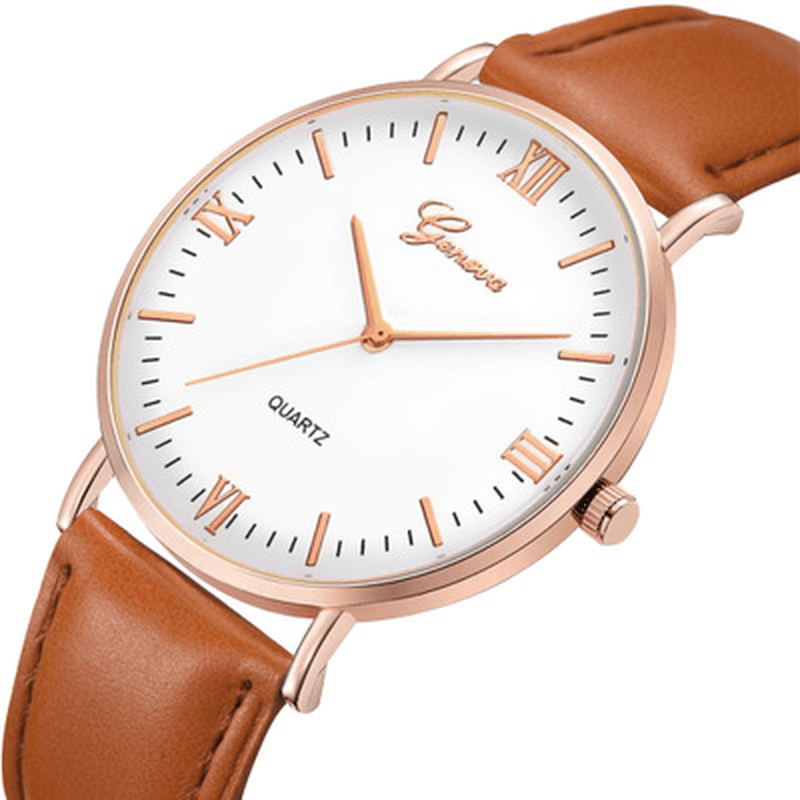 DEFFRUN XR3252 Simple Dial Design Leather Strap Casual Style Fashion Men Watch Quartz Watch - MRSLM