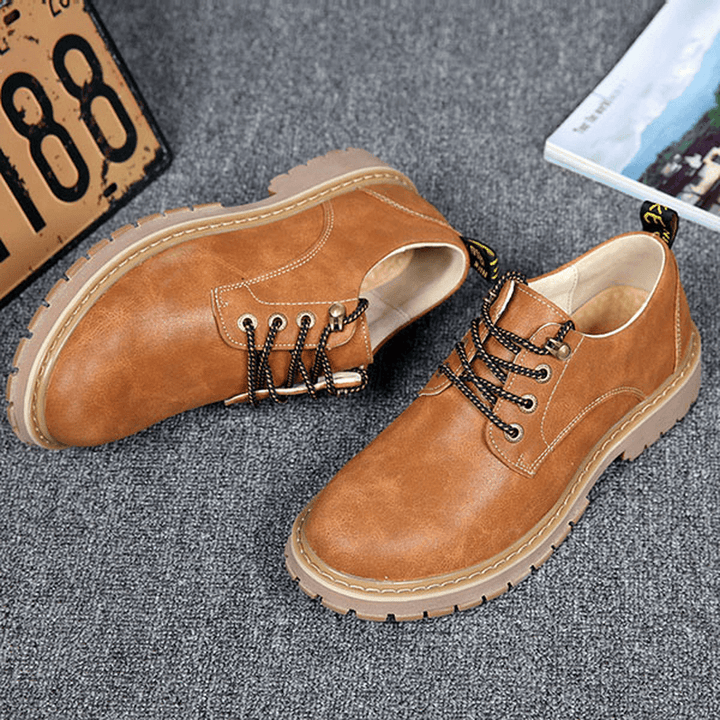 Men Breathable Leather Outdoor Climbing Oxfords Shoes - MRSLM