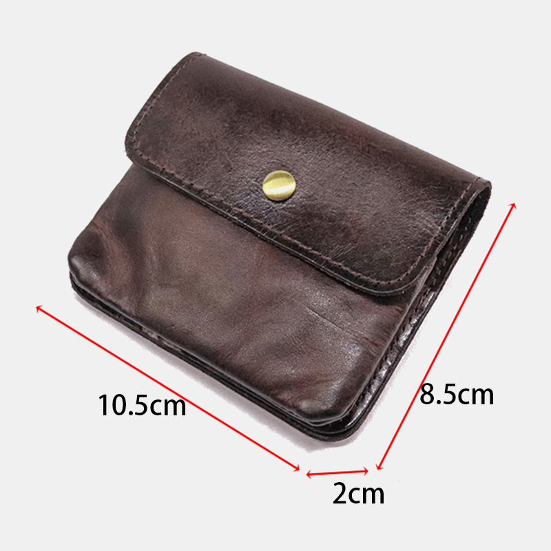 Unisex Genuine Leather Multi-Card Slot Card Holder Multifunction Coin Purse Cowhide Small Wallet - MRSLM
