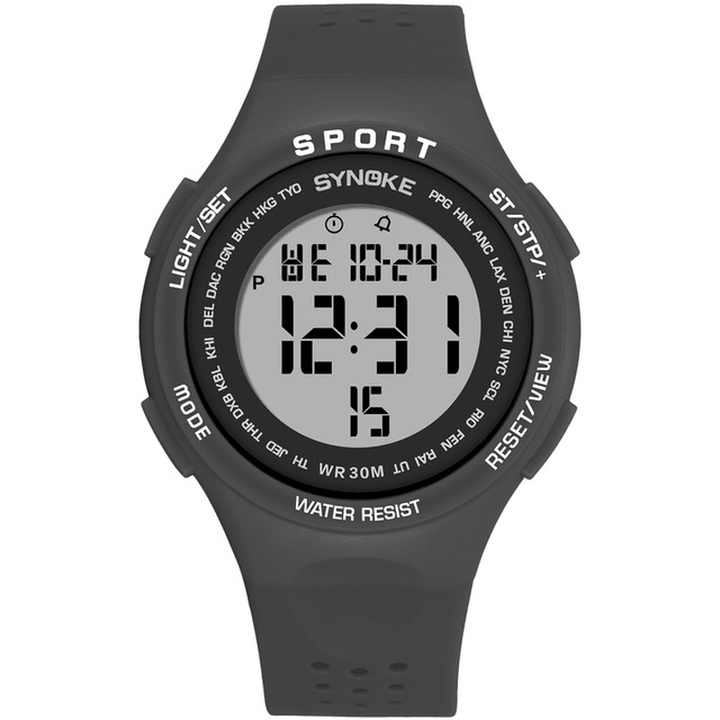 SYNOKE 9616 EL Display Silicone Strap Sport Watch 3ATM Waterproof Alarm Student Digital Watch - MRSLM