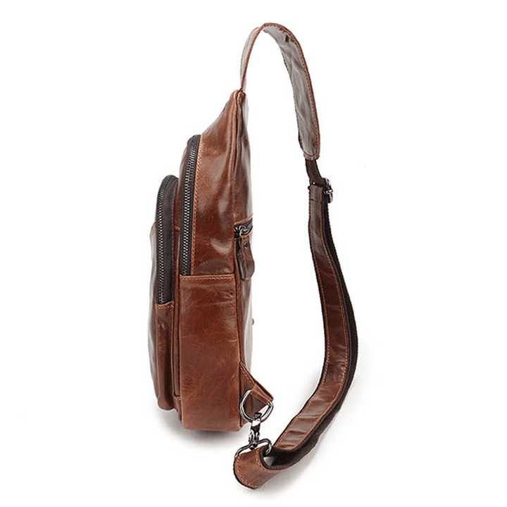 Ekphero® Men Vintage Genuine Leather Retro Crossbody Bag Chest Bag - MRSLM