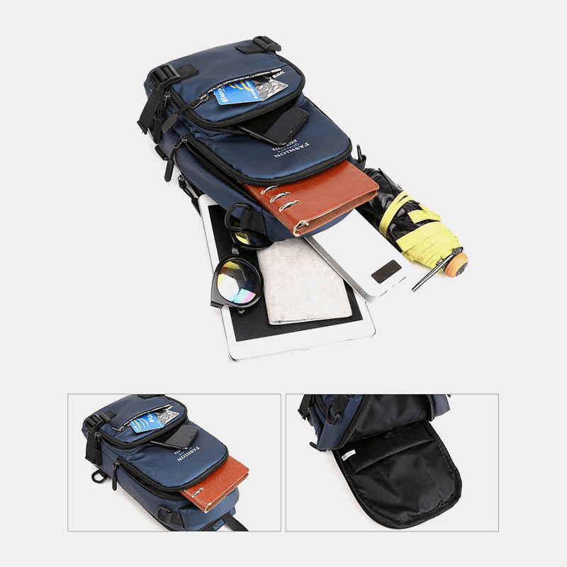 Men Fashion Waterproof Light Weight Sports Chest Bag Backpack with USB Charging Port - MRSLM