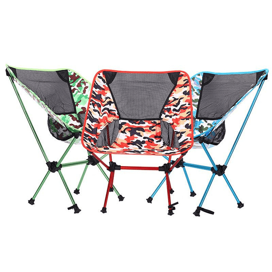 Folding Chair Camouflage Oxford Fabric Chair Ultra-Light Portable Leisure Chair Moon Chair Outdoor Fishing Camping Barbecue Picnic Beach Load 150Kg - MRSLM