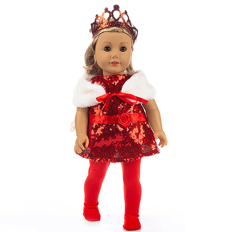 American Girl Doll Dress Crown Sequin Dress Noble Princess Dress - MRSLM