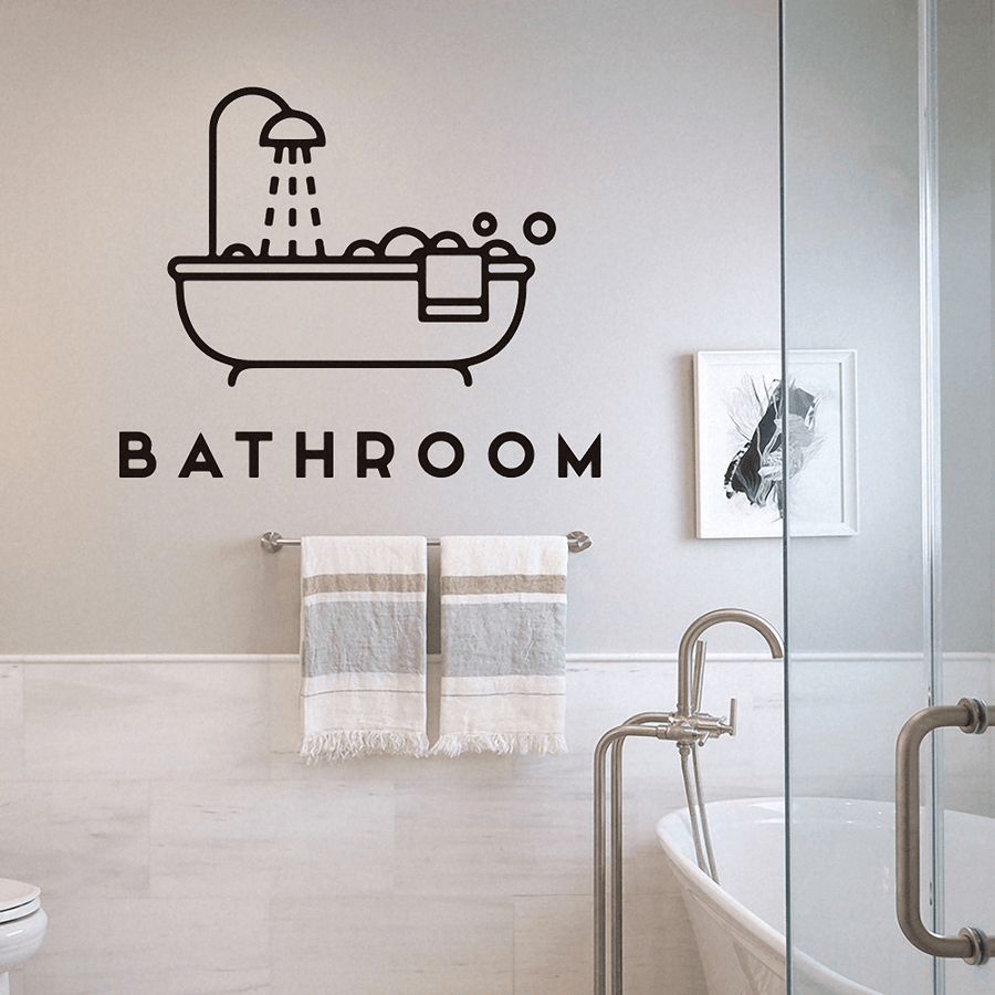 FX47 Bathroom Wall Sticker Creative Shower Door Sticker DIY Bath Background Waterproof Toilet Washroom Door Decoration - MRSLM