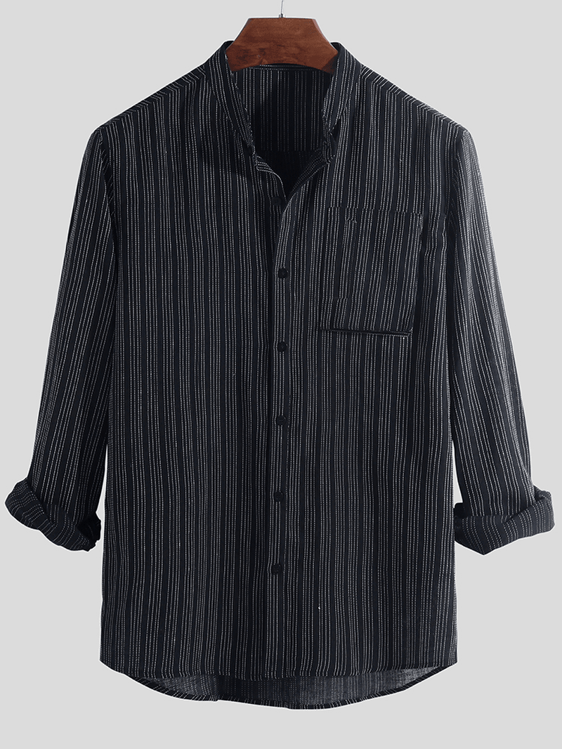 Mens 100% Cotton Striped Breathable Casual Shirts - MRSLM
