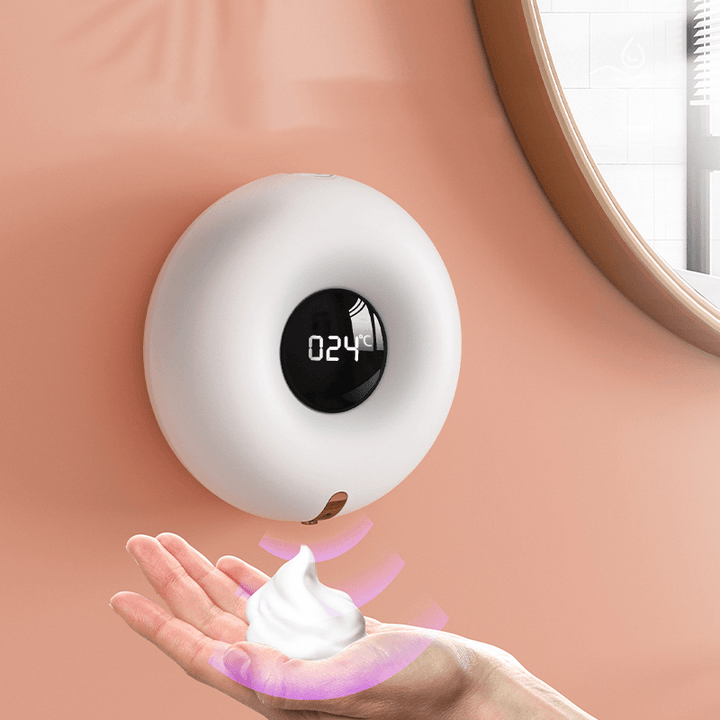 Wall Mounted Automatic Soap Dispenser Infrared Induction LED Display Temperature Foam Hand Sanitizer Disinfector - MRSLM