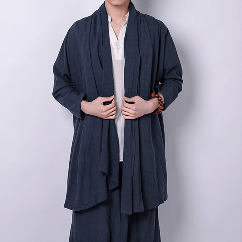 Men'S Long Chinese Style Cardigan Tops Coats - MRSLM
