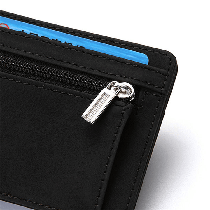 Men PU Leather Money Clip Thin Bifold Wallet Credit Card Holder - MRSLM