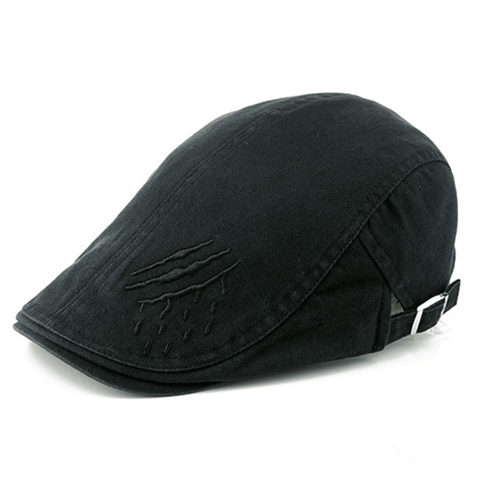 Men Women Cotton Embroidery Double-Sided Adjustable Painter Beret Caps Newsboy Flat Hat - MRSLM
