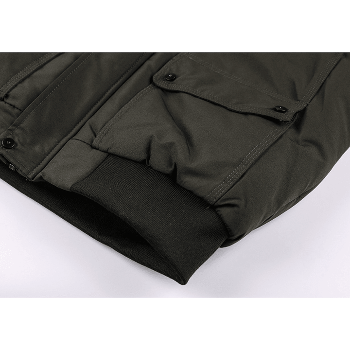 Mens Winter Thick Big Pocket Windproof Outdoor Hooded Jacket - MRSLM