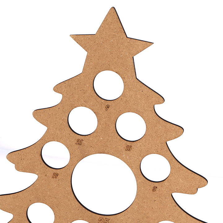 Wooden Christmas Advent Calendar Christmas Tree Decoration Fits 25 Circular Chocolates Candy Stand Rack - MRSLM