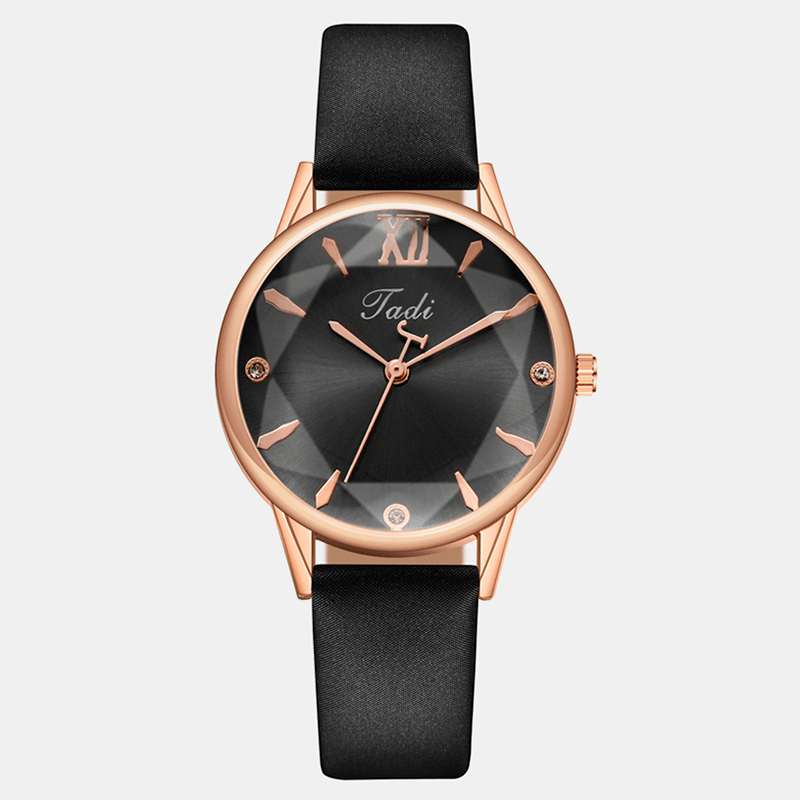 Fashion Elegant Women Watches Leather Band Geometric Design Roman Numeral Quartz Watch - MRSLM