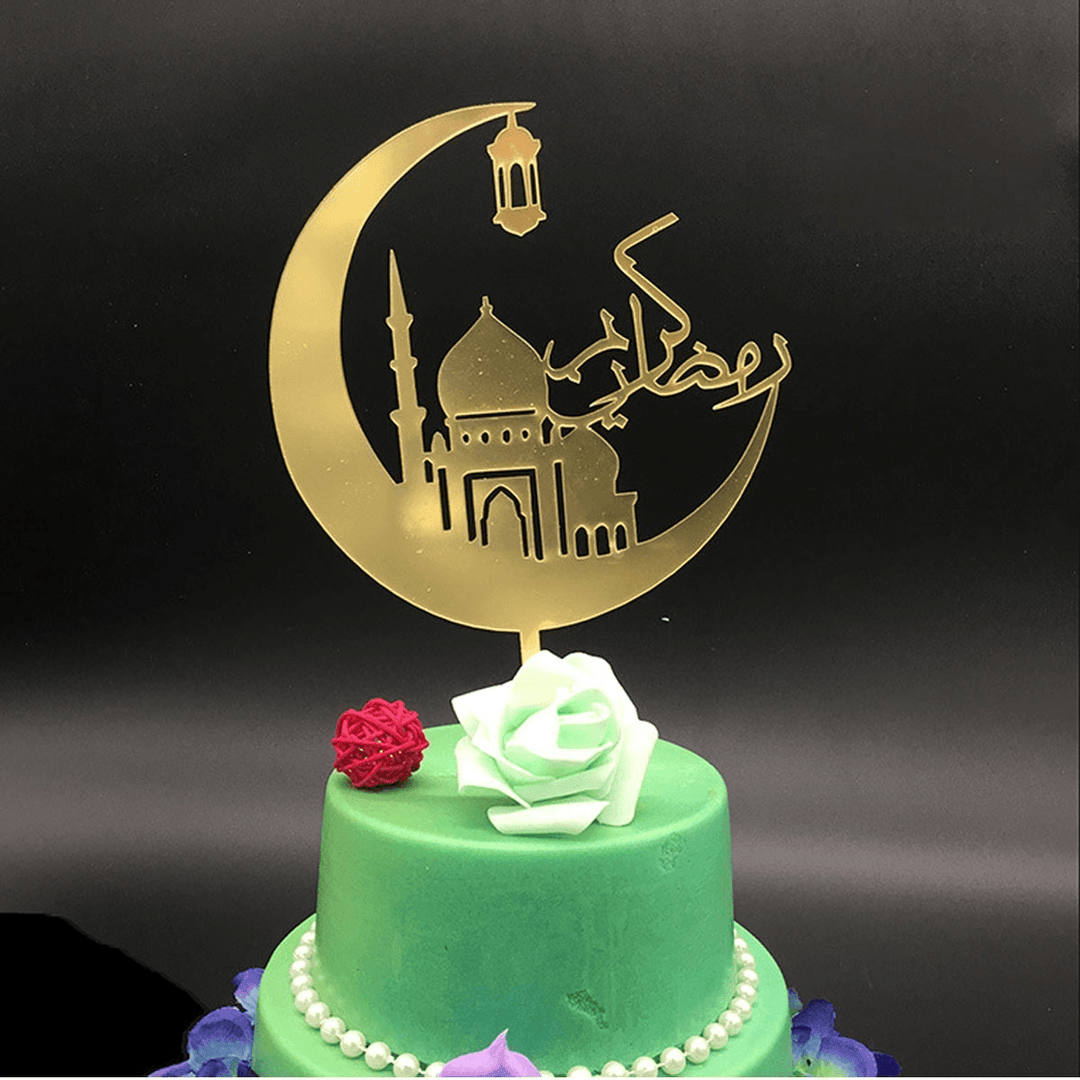 Eid Mubarak Happy Ramadan Cake Topper Insert Islam Islamic Glitter Hajj Decor Cake Decorating Tools Kuchendeckel Gateau Kage Decorations - MRSLM