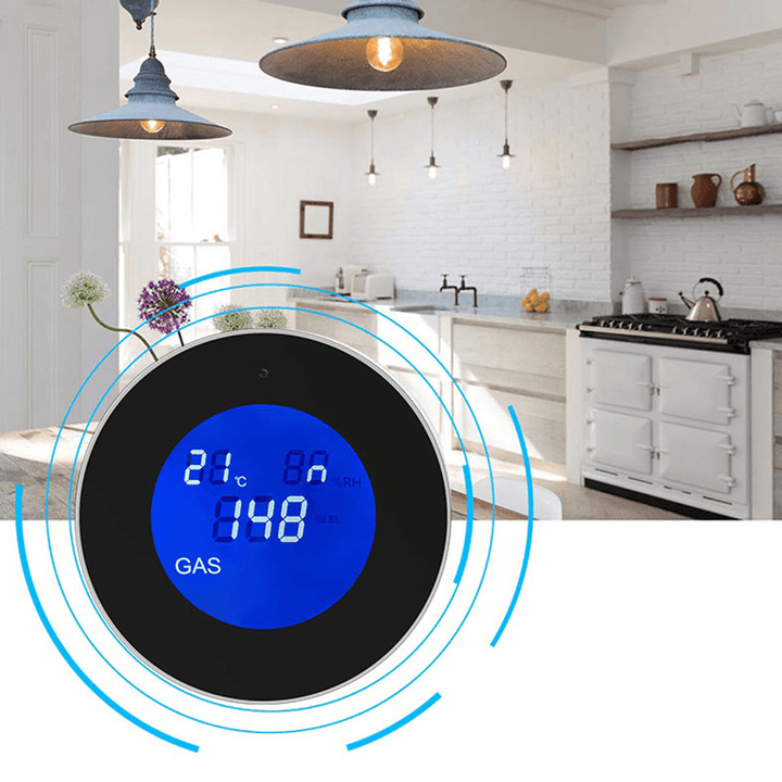 Wifi Smart Natural Gas Alarm Sensor with Temperature Function Combustible Gas Leak Detector LCD Display Smart Life - MRSLM