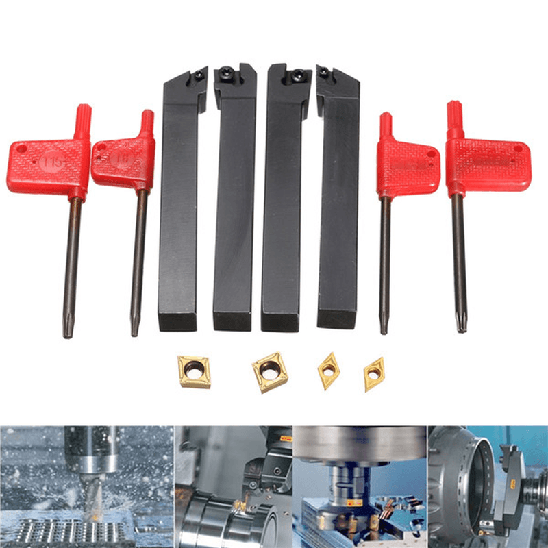 4Pcs 12X100Mm Lathe Turning Tool Holder Boring Bar for CCMT09T3 and DCMT0702 Inserts - MRSLM