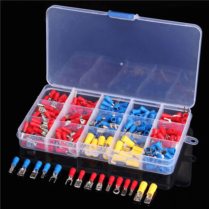 Excellway® EC08 280Pcs Assorted Electrical Fork Ring Spade Crimp Terminal Wire Connector Box Kit - MRSLM