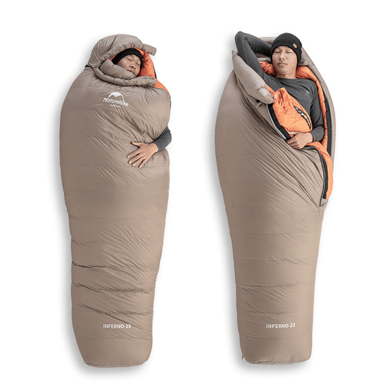 Naturehike 20D 380T Nylon Folding Camping Sleeping Bag Outdoor Adult Single Goose down Sleeping Bag Waterproof Mummy Sleeping Sack - MRSLM