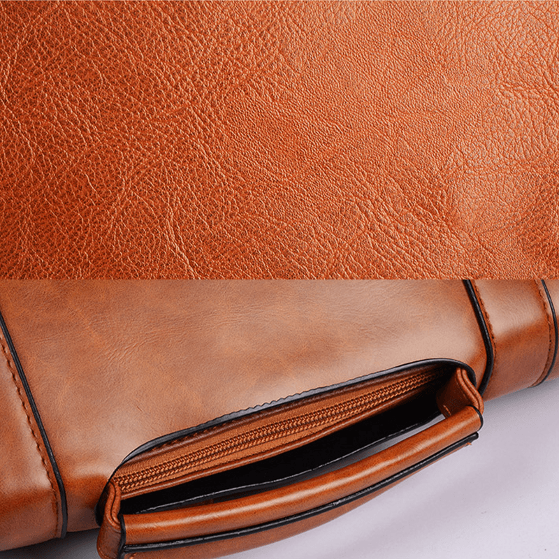 Men Faux Leather Retro Business Outdoor Waterproof Large Capacity School Bag Backpack - MRSLM