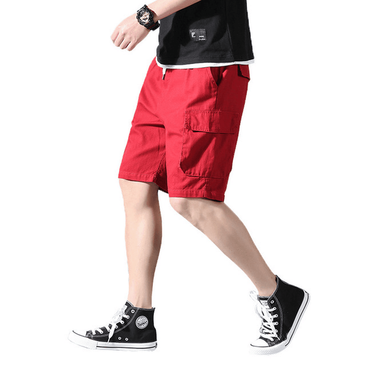 2019 Men'S Summer New Multi-Pocket Tooling Shorts Men'S Large Size Loose Solid Color Tide Male Handsome Five Pants - MRSLM