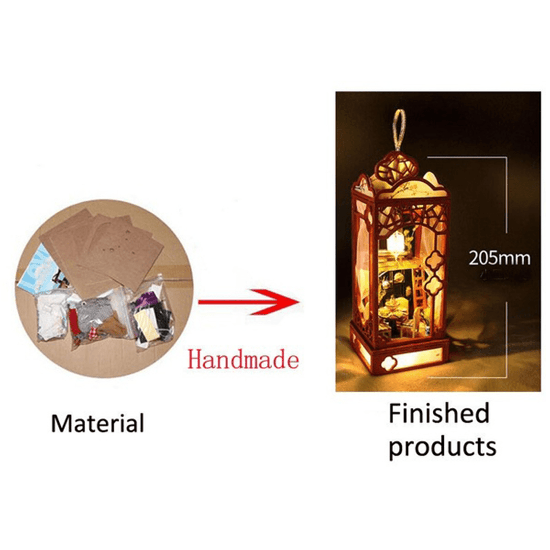 Chinese Style DIY Hanging Miniature Doll House Wooden Furniture Kits with Light for Kids Birthday Gift - MRSLM