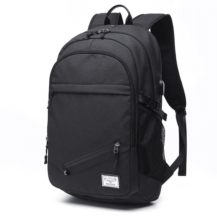 Men Canvas Multifunction Sport Bag Casual Rucksack 17" Basketball Backpack with USB Charging Port - MRSLM