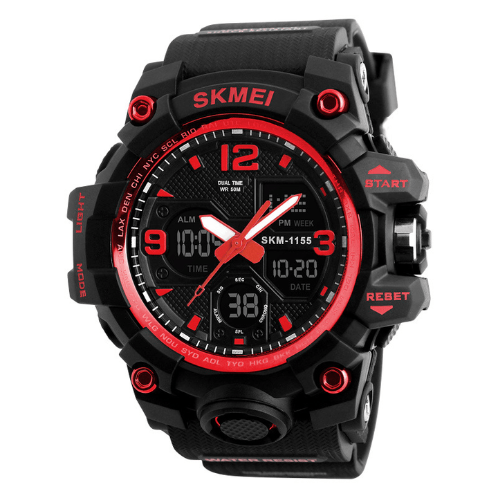 SKMIE 1155B Brand Waterproof EL Light Men Sport S Shock Watch Dual Display Analog Digital LED Electronic Quartz-Watches Bike Watch - MRSLM