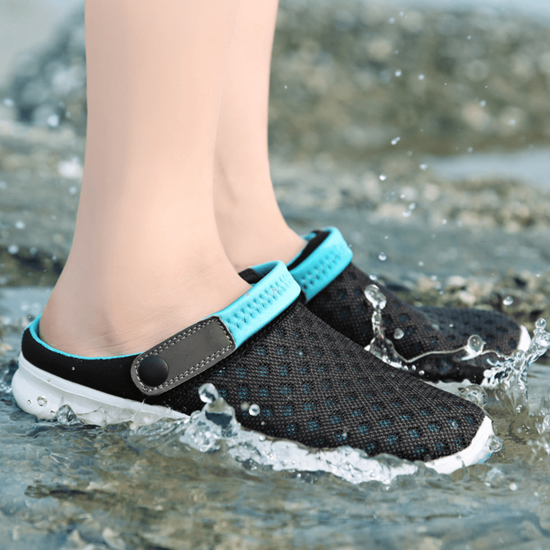 Plus Size Outdoor Mesh Slippers Breathable Sandals Summer Beach Casual Lazy Shoes - MRSLM