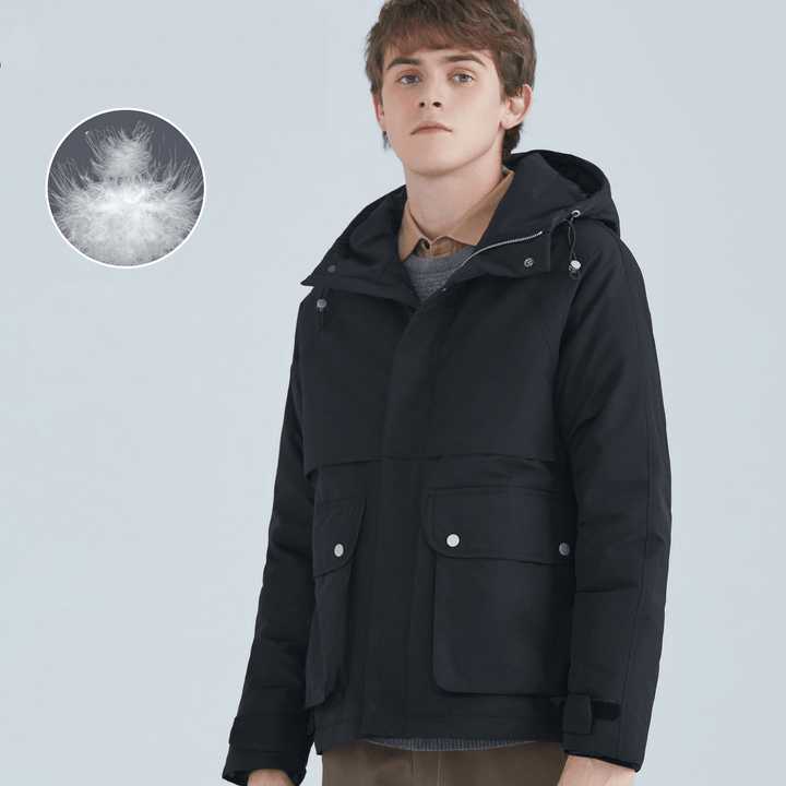 All-Match Short White Duck down Hooded Jacket Men - MRSLM