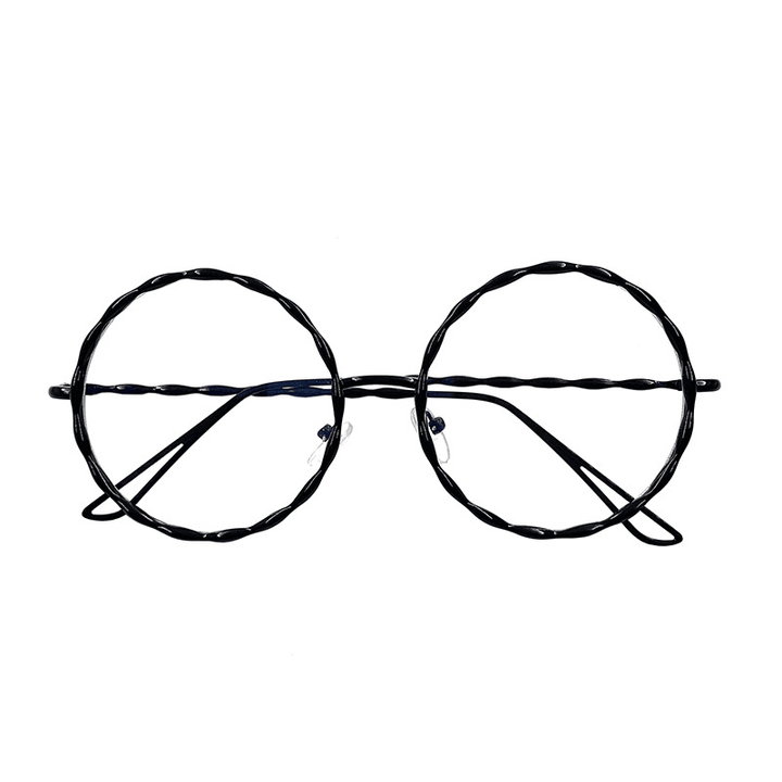 Metal Twist round Frame with Anti-Blue Light Large Face Plain Face Mirror - MRSLM