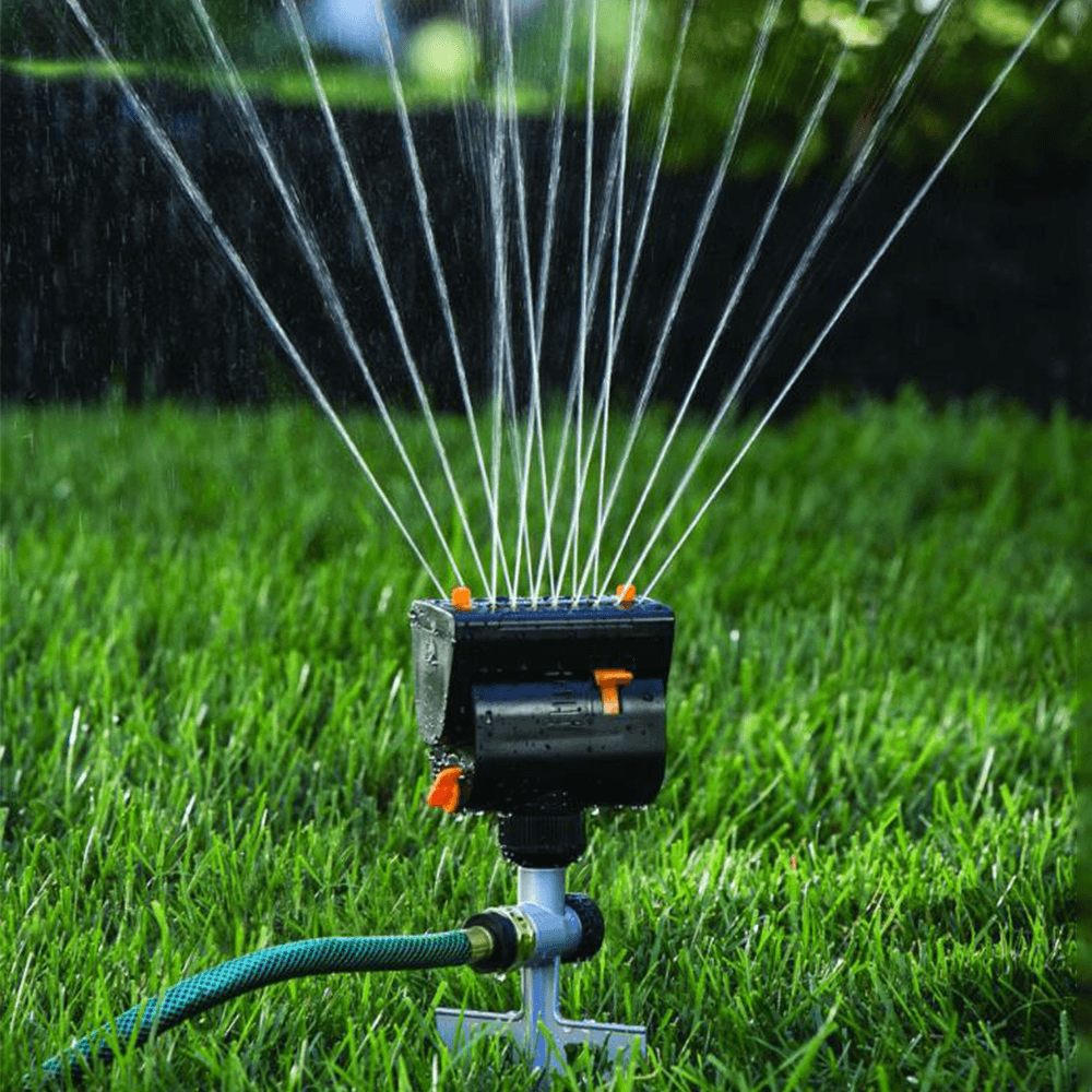 16 Holes Automatic 360 Degree Rotating Garden Lawn Sprinkler Water Spray Nozzle Leak Free W/ Large Area Coverage Adjustable Garden Water Irrigation System - MRSLM