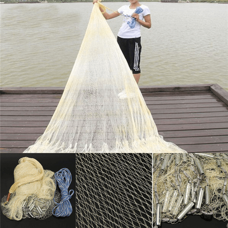 3M X 4M Hand Throw Fishing Net Nylon Monofilament Fish Gill Net Easy Throw Hand Casting Easy Throw - MRSLM