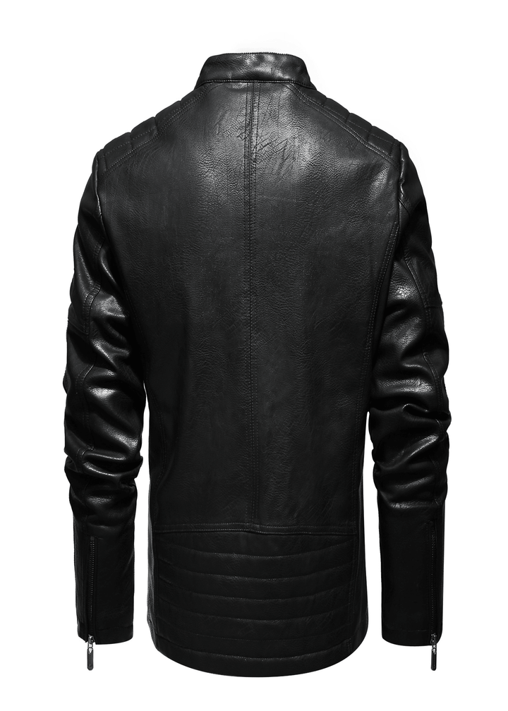 Men'S Leather Clothing Tide Motorcycle Leather Jacket Washed plus Cotton Leather Jacket - MRSLM