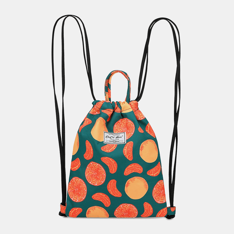 Women Waterproof Large Capacity Print Casual Backpack Drawstring Pocket - MRSLM