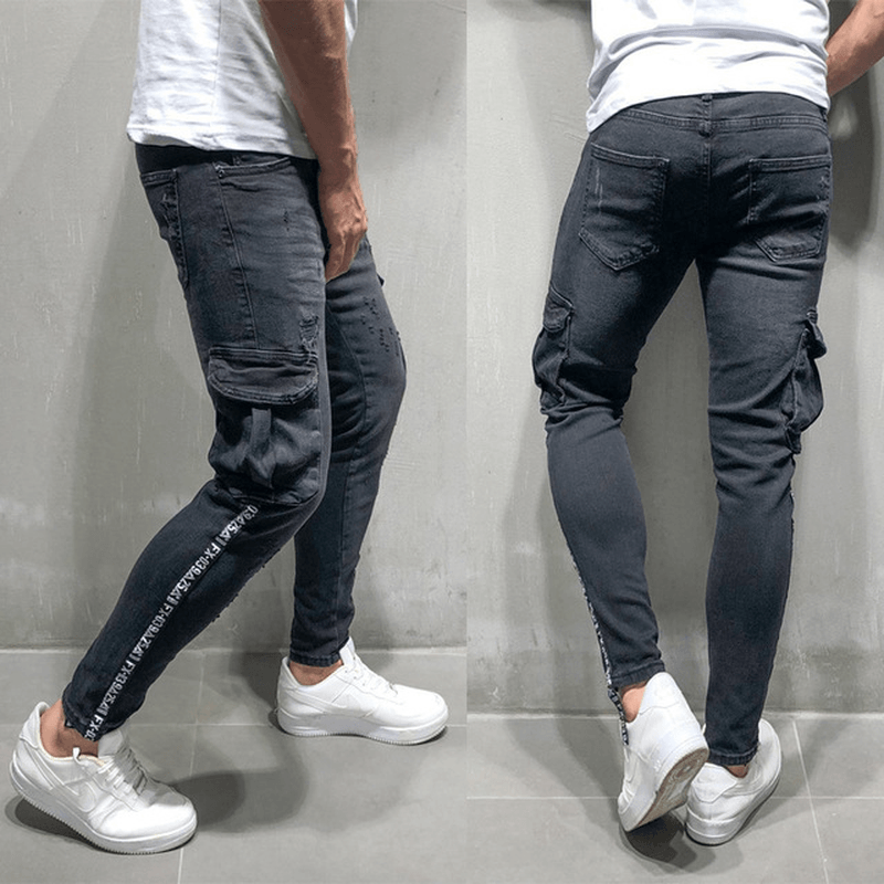 For Men'S Hole Small Feet Pants Europe and the United States Foot Zipper Jeans New - MRSLM