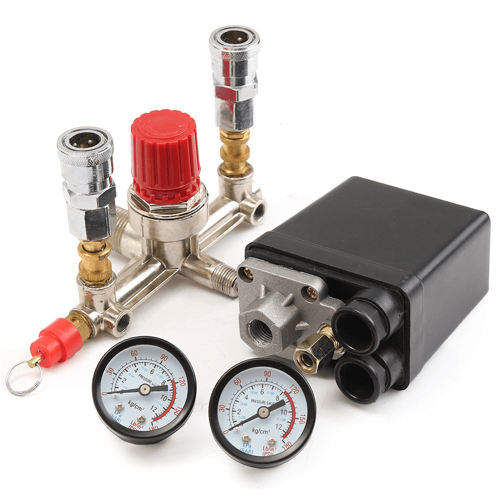 Air Compressor Pressure Control Switch Valve Manifold Regulator with Gauges Relief - MRSLM